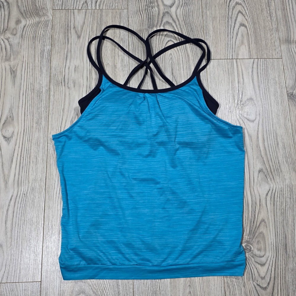 Athleta Shadow Stripe Energize tank - Bright Blue and Navy - Womens XS
